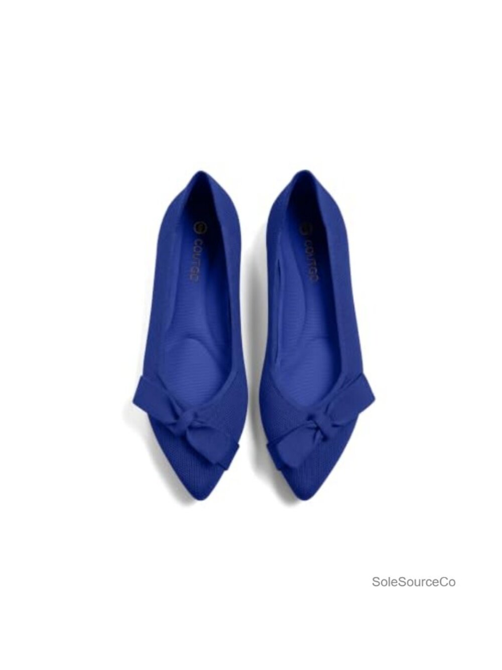 Women's Pointed Toe Knit Bow Ballet Flats Slip On Dressy Work Casual Shoes